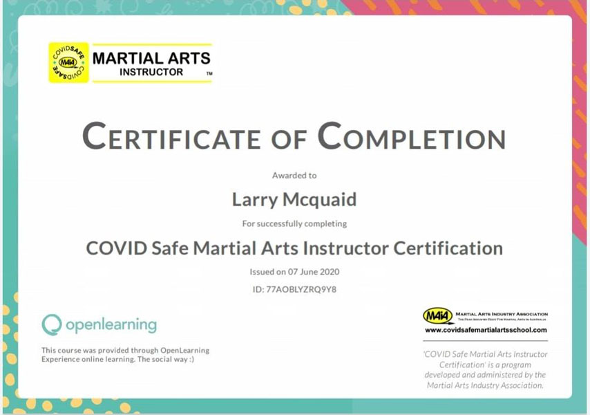 Larry McQuaid instructor qualified in Covid 19 safety